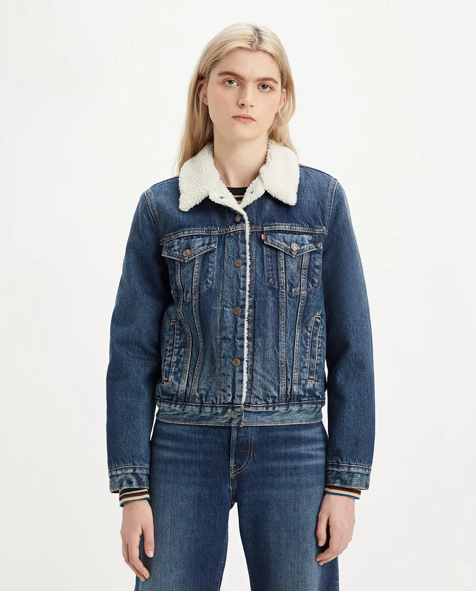 

Женская джинсовая куртка с подкладкой из овчины Levi's, тёмно-синий
