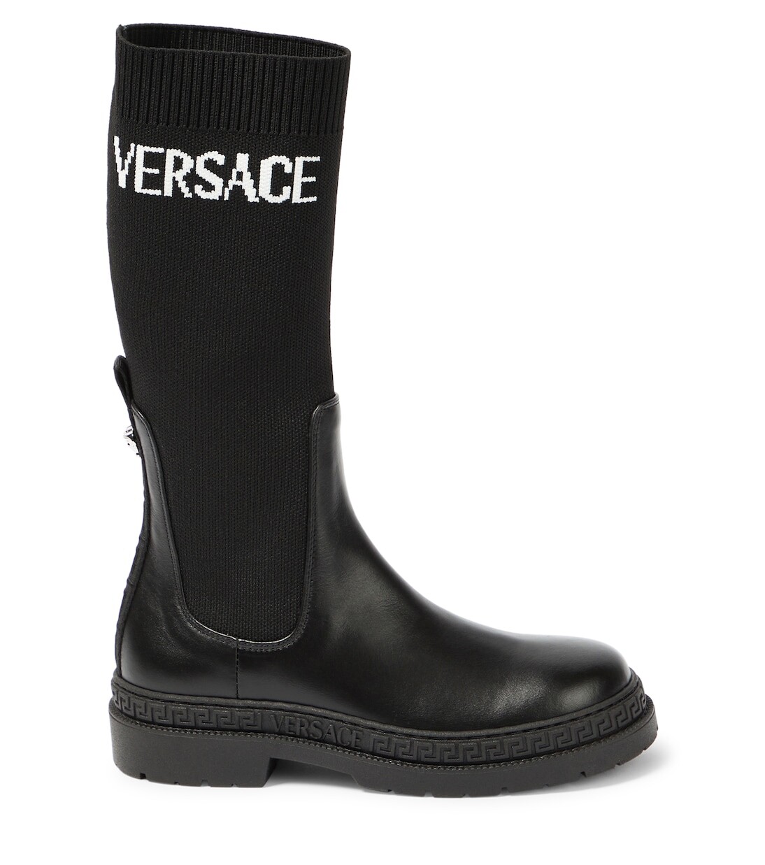 Ботильоны из жаккардовой кожи с логотипом Versace Kids, черный — фото 4