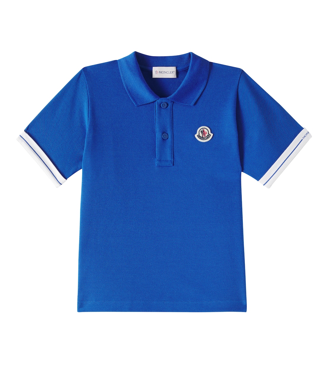 

Хлопковая пике-поло с логотипом Moncler Enfant, светло-синий