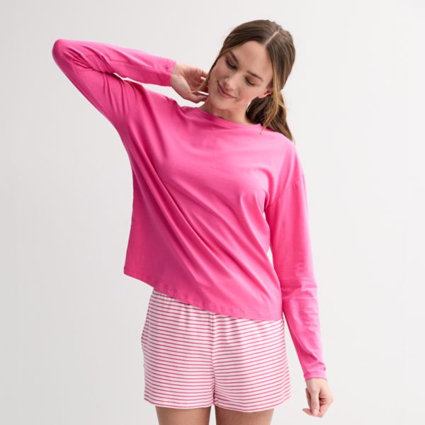 

Женская футболка для сна с длинным рукавом Sonoma Goods For Life, цвет pink theme
