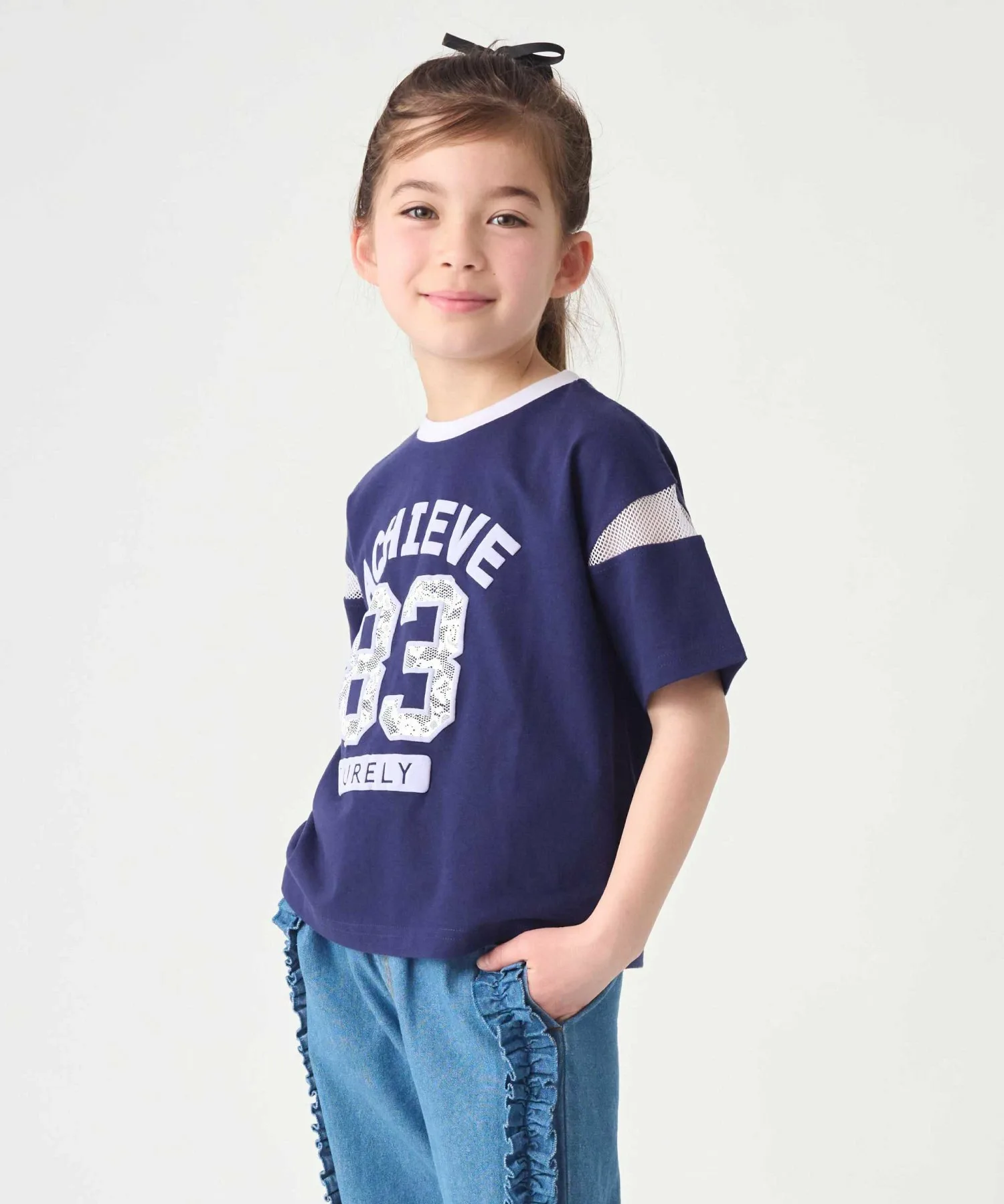 Футболка с сетчатыми рукавами Ever Closet, Navy
