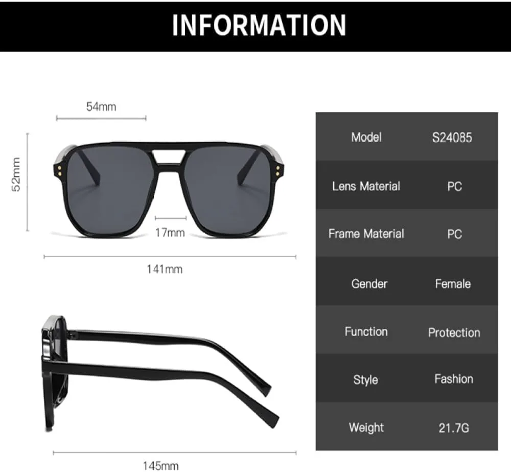 

Классические ретро-солнцезащитные очки большого размера для женщин, винтажные, с двойной перемычкой, крупные овальные, унисекс, с желтыми линзами generic, Black