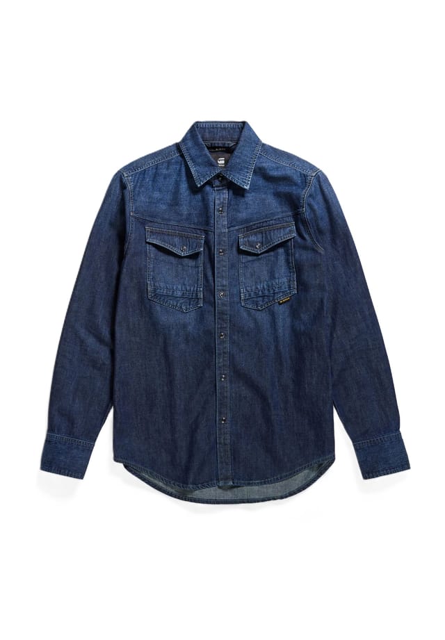 

Рубашка джинсовая облегающего кроя с воротником Kent G-Star Raw, цвет g133 worn in deep
