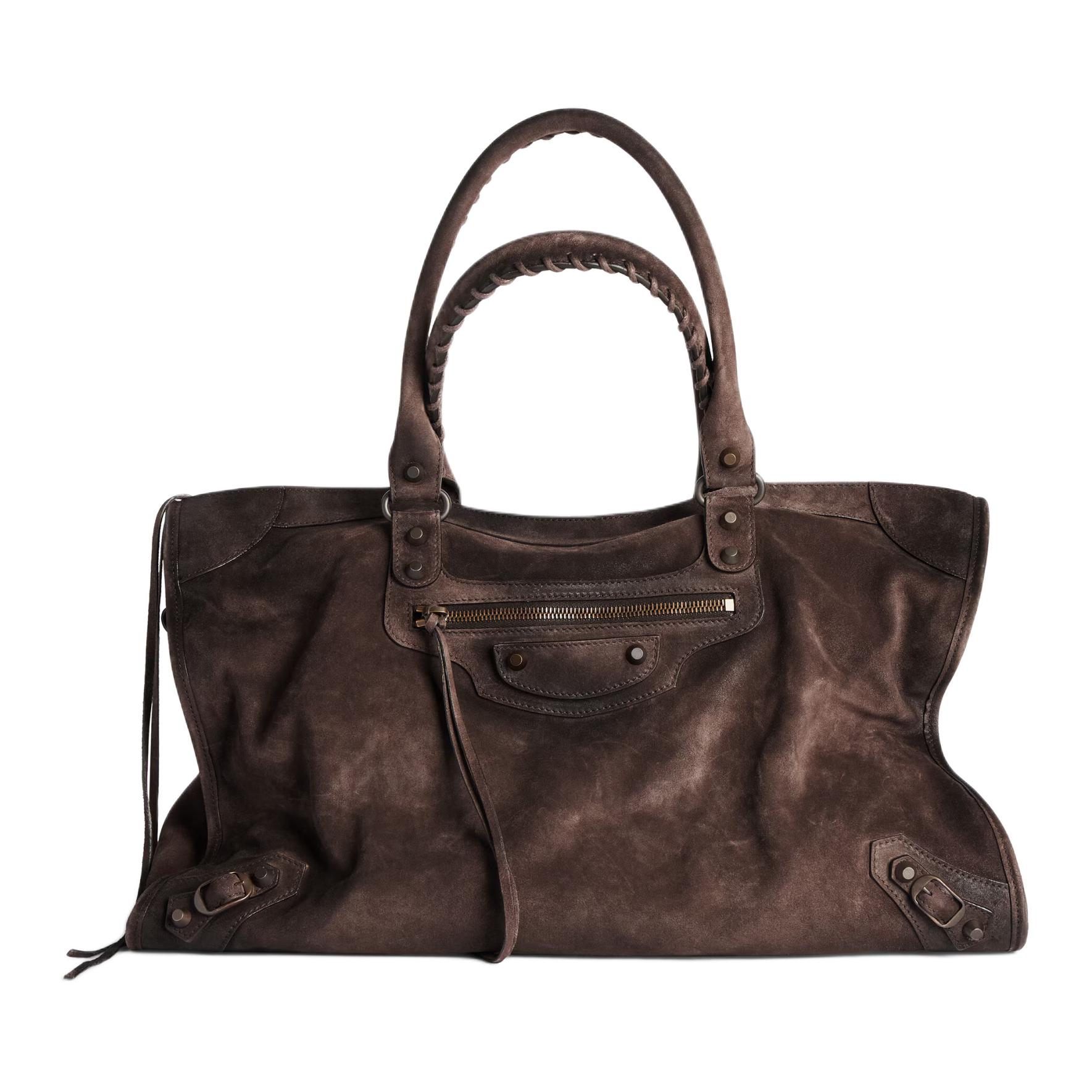 

Balenciaga Городская замшевая кожаная сумка через плечо мужская тёмно-коричневого цвета