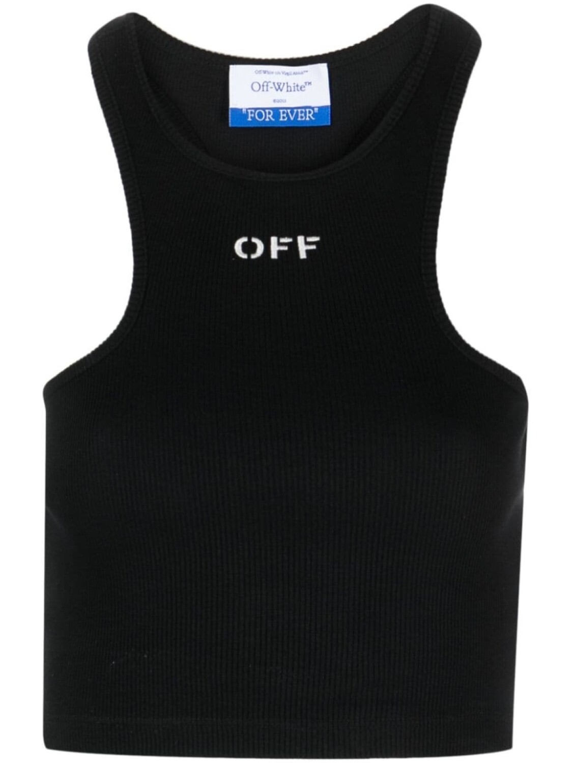 

Off-White укороченный топ Off-Stamp в рубчик, черный