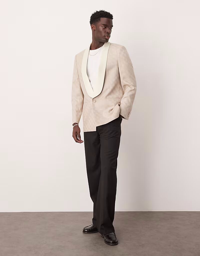 

Классический смокинг-блейзер ASOS DESIGN из жаккарда цвета камня