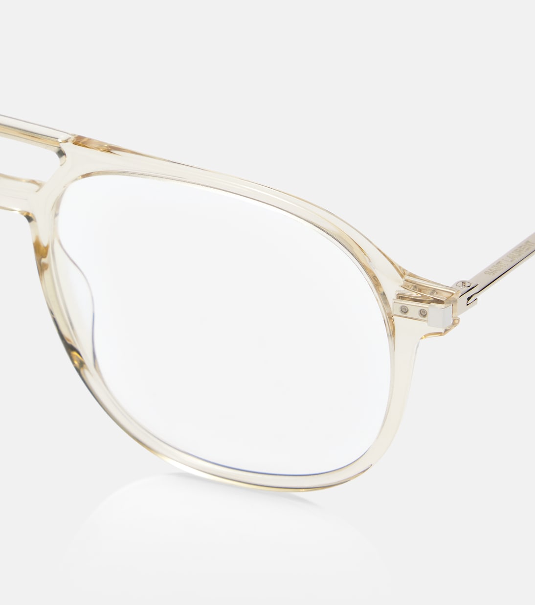 Ультралегкие авиаторские очки Saint Laurent, Beige-Silver-Transparent — фото 2