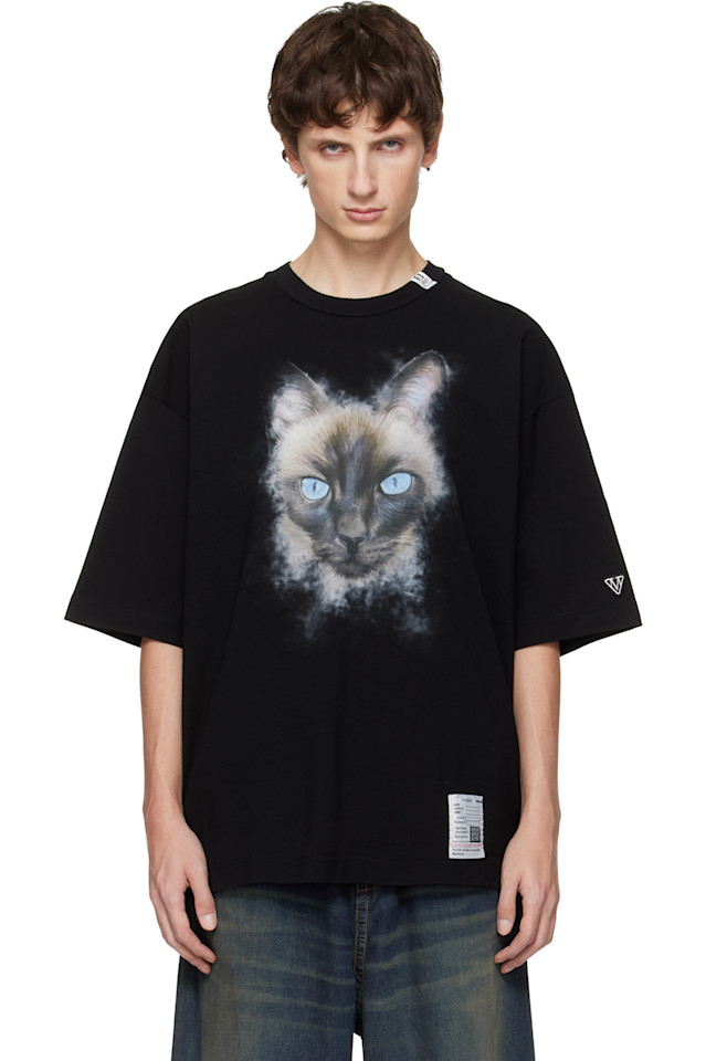 

Футболка с принтом кошки Maison Mihara Yasuhiro, черный