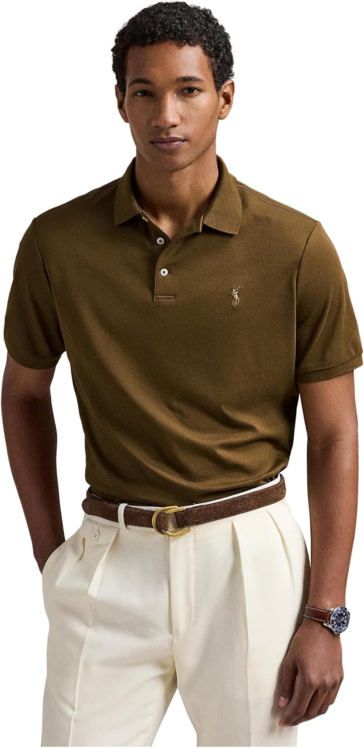 

POLO RALPH LAUREN Мужская классическая поло из мягкого хлопка, Nature Brown, Коричневый, POLO RALPH LAUREN Мужская классическая поло из мягкого хлопка, Nature Brown