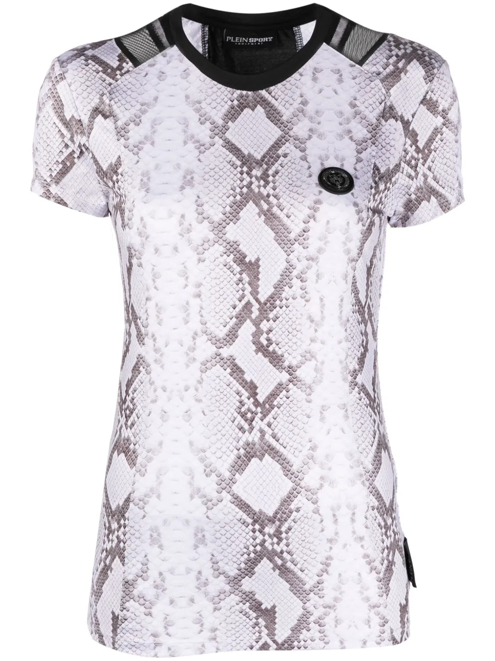 

Топ со змеиным принтом и логотипом Plein Sport, серый