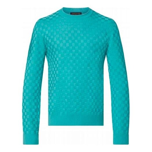 

Футболка men's fw21 iconic grid round neck long sleeves blue t-shirt Louis Vuitton, синий
