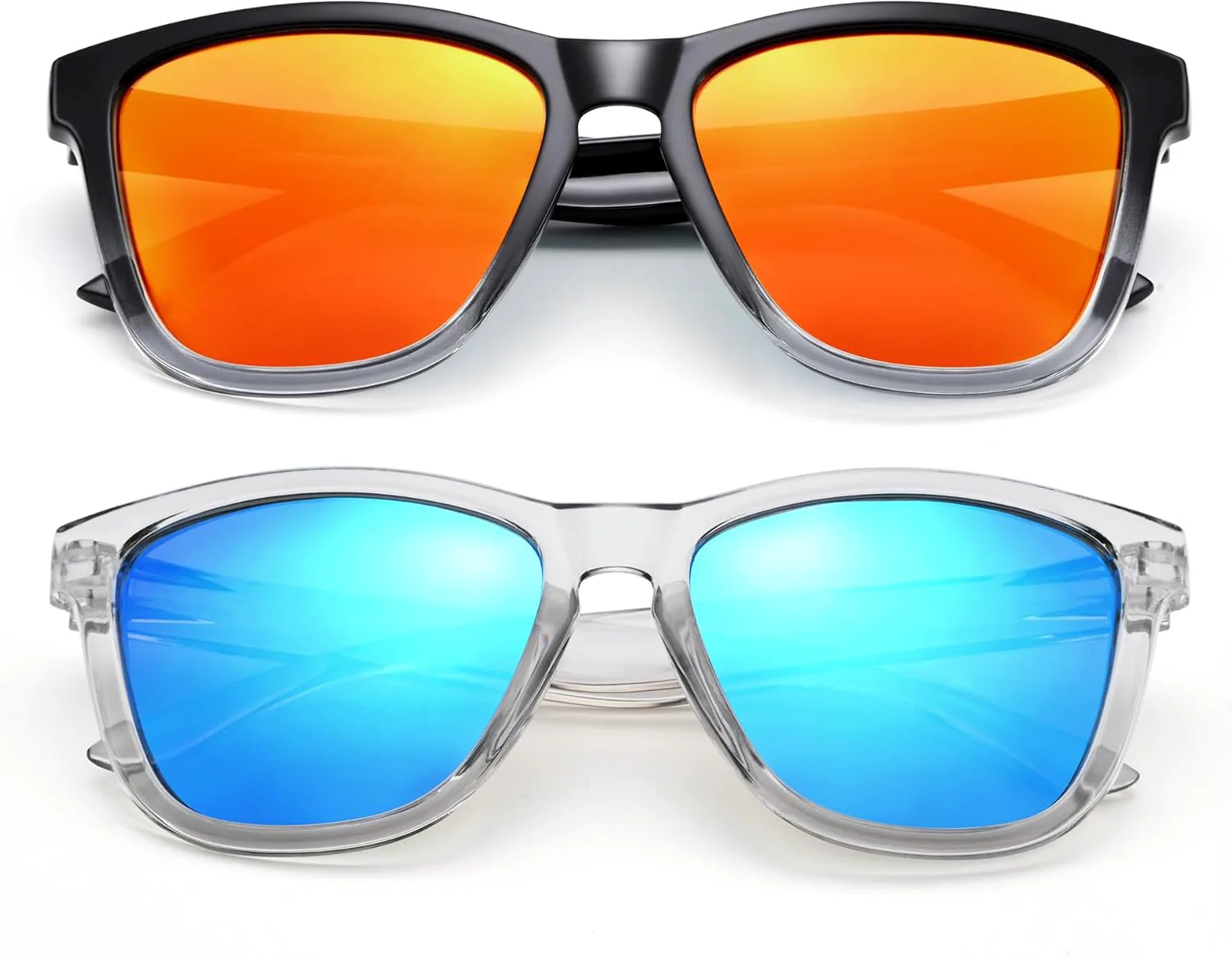 

Поляризованные солнцезащитные очки AZorb для женщин и мужчин, модные классические ретро-очки квадратной формы с защитой от УФ-излучения, Clear/Blue + Black/Red