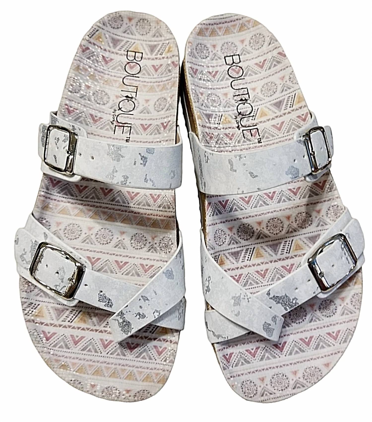 Женские сандалии Tan Line в цвете «белый металлик» Corkys Footwear