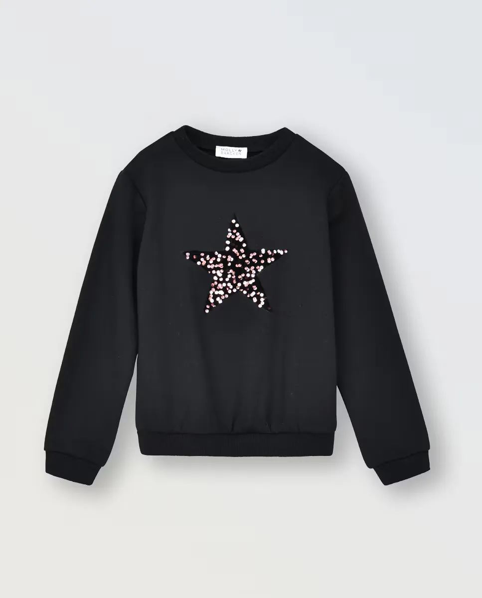 

Толстовка с длинными рукавами и пайетками Mini Molly, черный