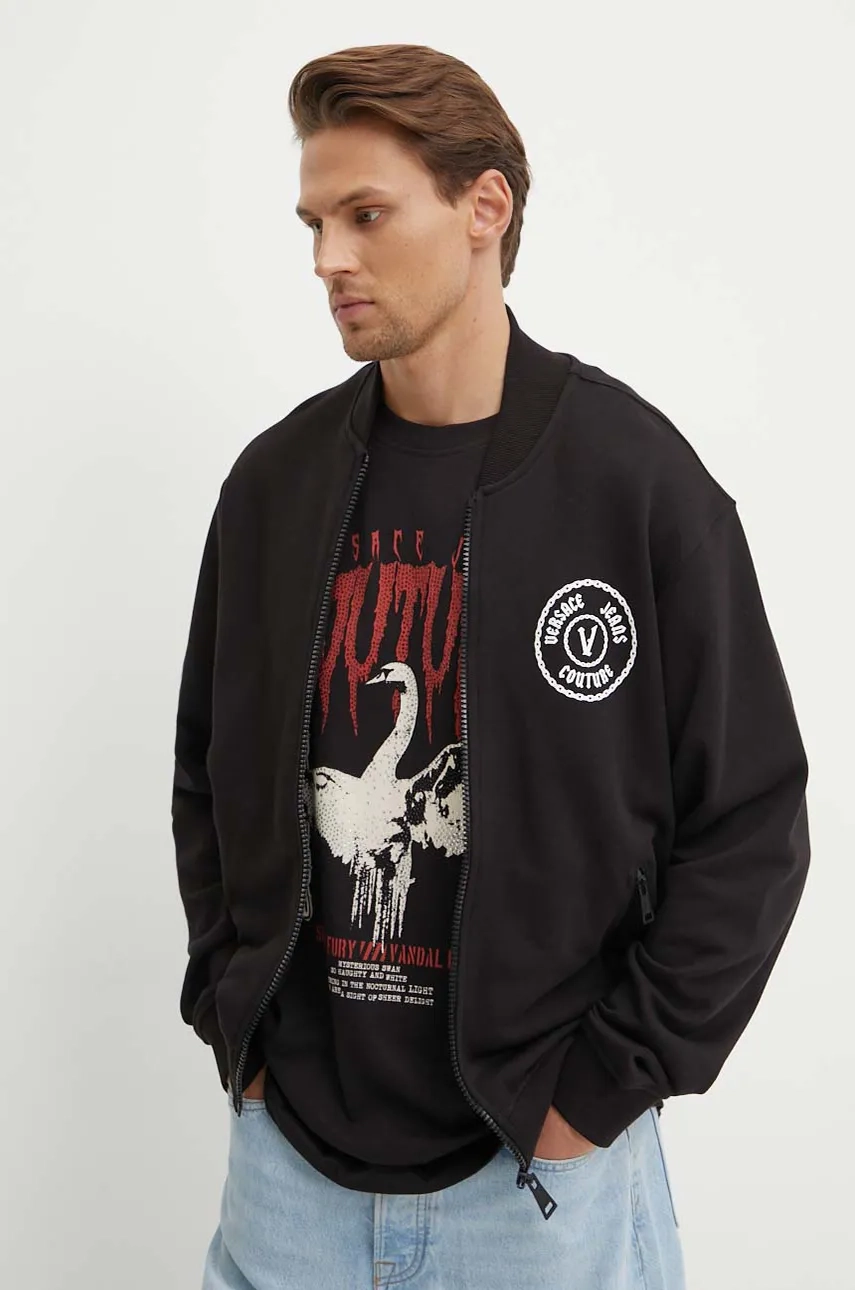 

Хлопковая толстовка Versace Jeans Couture, черный