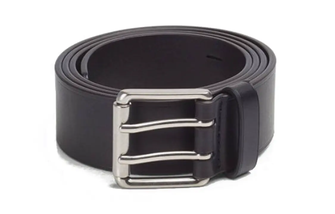 

Bottega Veneta Мужской кожаный ремень с пряжкой и двухцветным лоскутным дизайном, черный