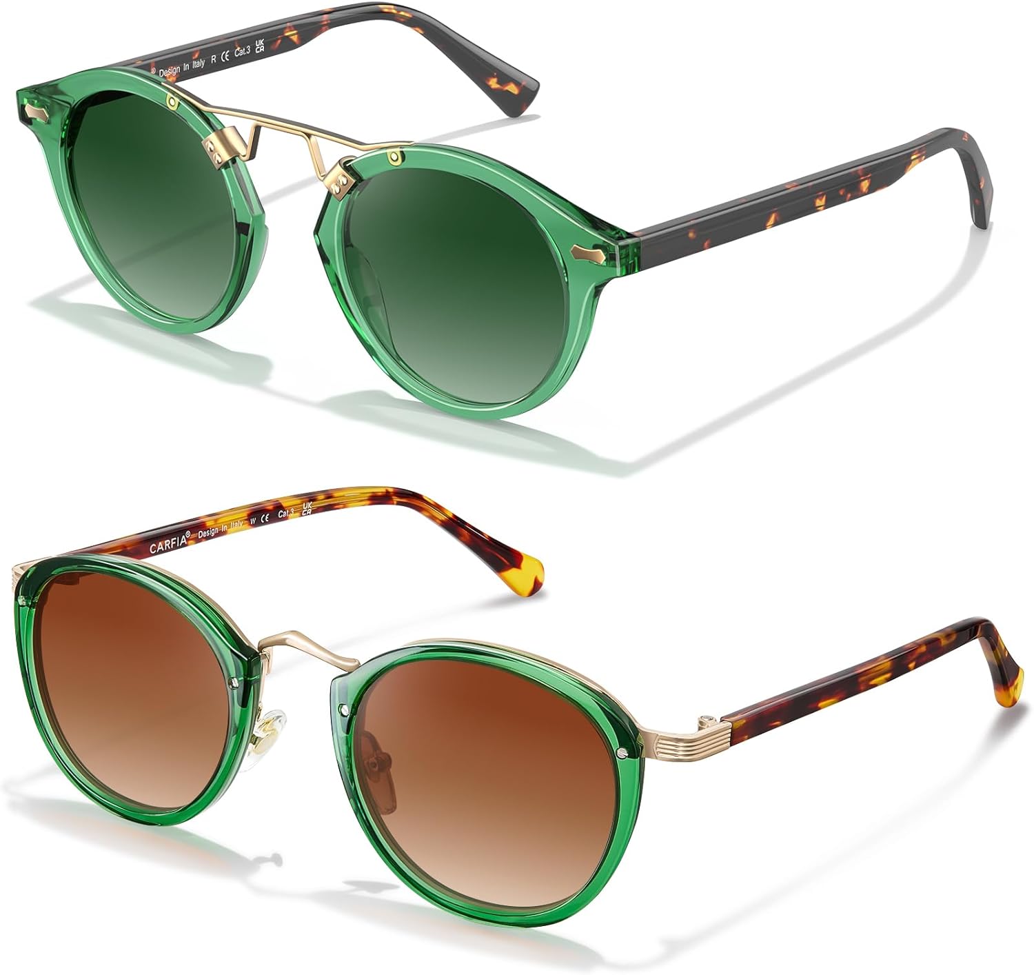 

Солнцезащитные очки CARFIA с металлической перемычкой из ацетата для женщин, поляризованные, с защитой от УФ-излучения, ретро-стиль, круглые женские солнцезащитные очки