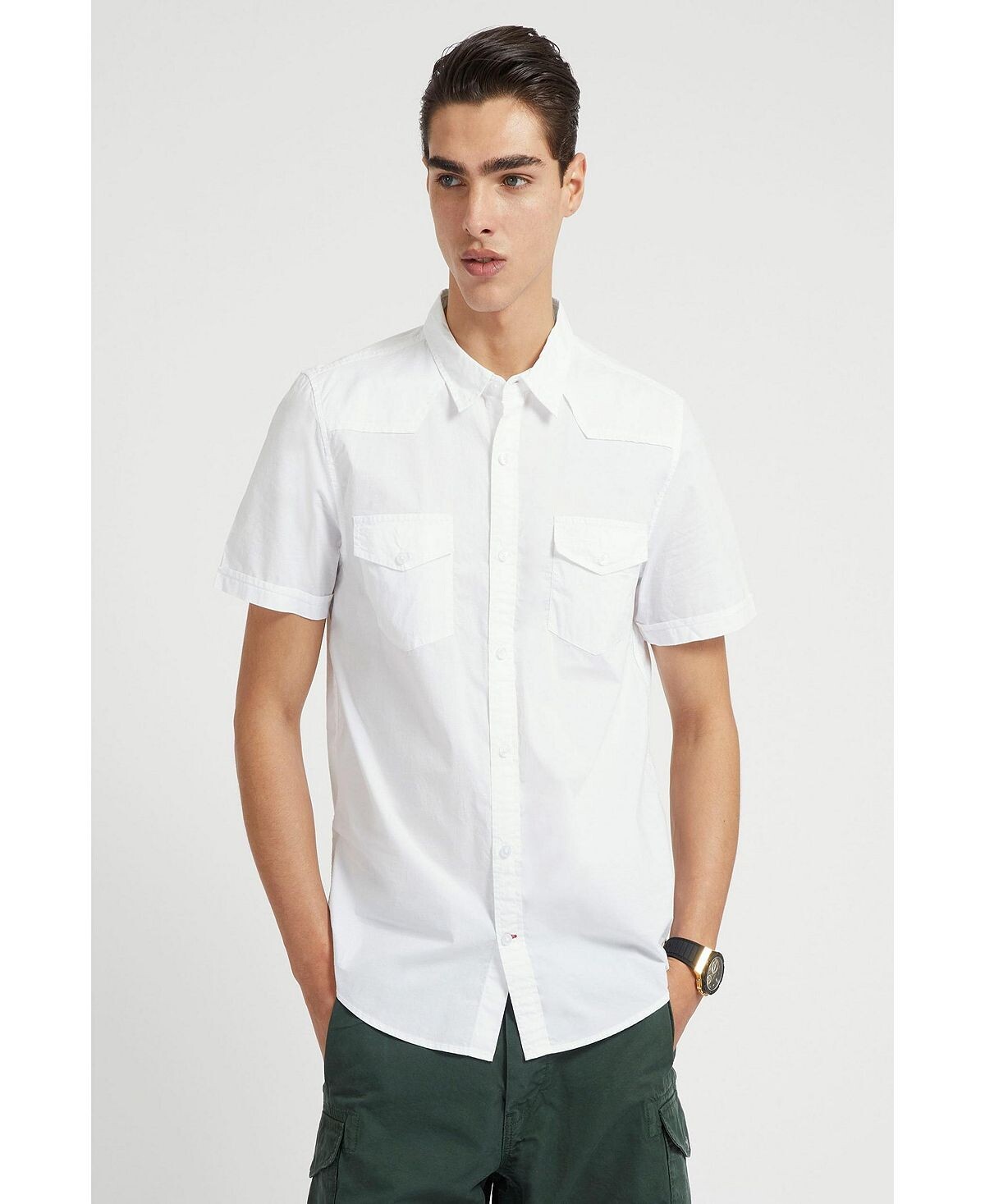 

Мужская рубашка с коротким рукавом и воротником Nottingham Western GUESS