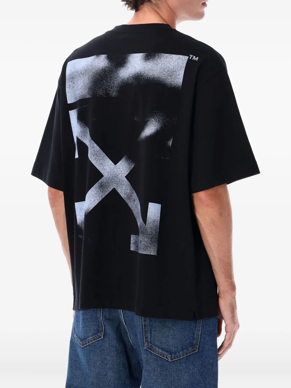 Футболка с принтом-трафаретом в виде стрелы OFF-WHITE, черный — фото 2