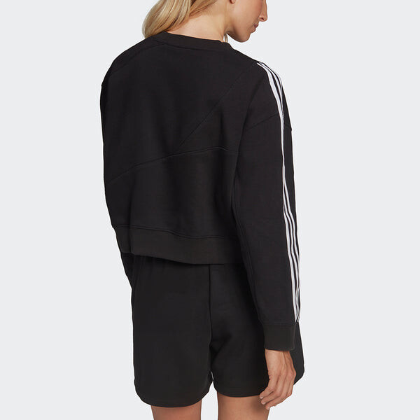 Толстовка (WMNS) Adidas Originals Splicing Logo Sweatshirt 'Black', черный — фото 3