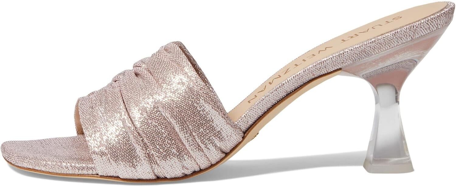 Сандалии Stuart Weitzman Ruche 75 Женские 8.5 Poudre Квадратный носок Каблук-катушка KHD859, розовый — фото 2