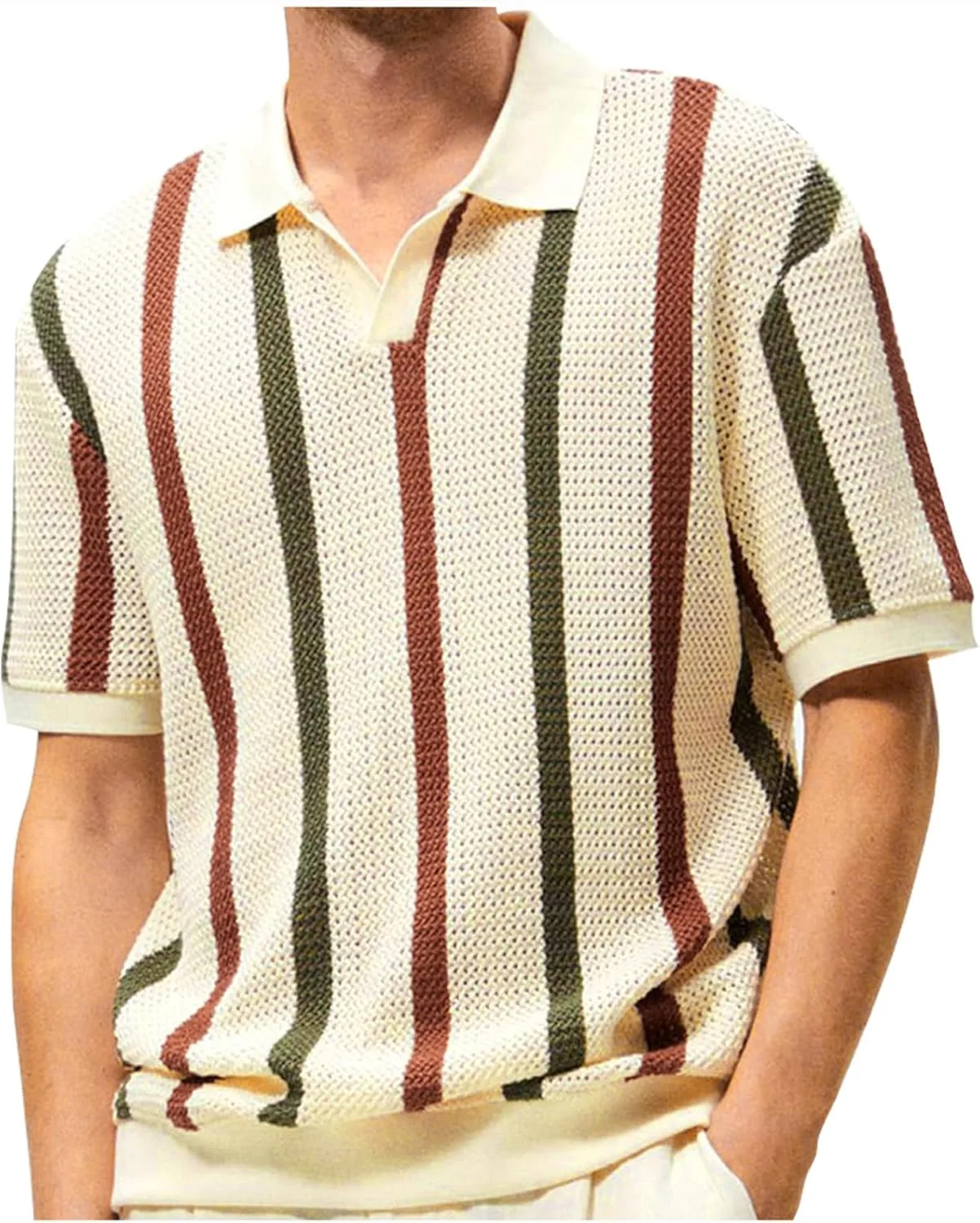 

Мужская дышащая футболка летняя полосатая пляжная рубашка