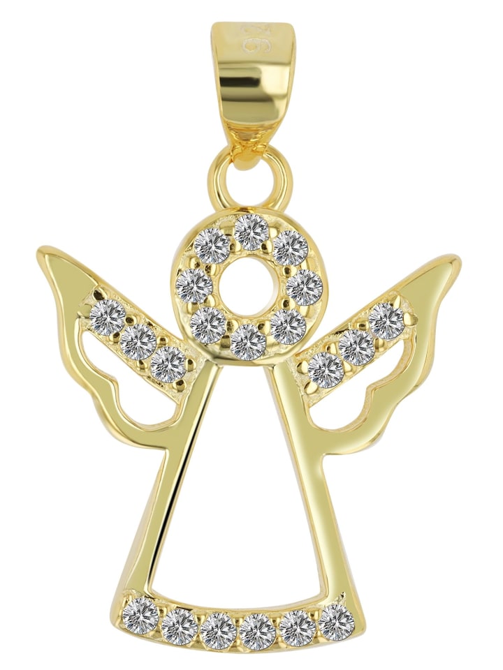 

Adeliás Женский кулон - кулон «Ангел» из серебра 925 пробы с кубическим цирконием в золотой оправе
