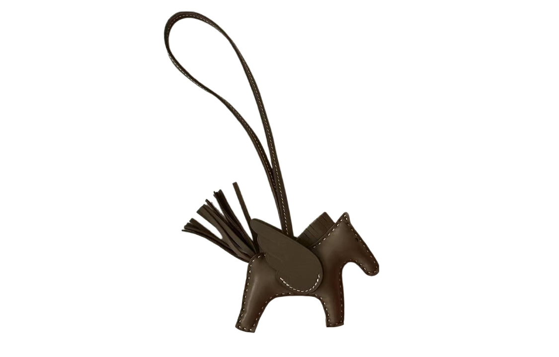 HERMES Кожаный кулон Rodeo Pegase унисекс слоновая кость, Brown — фото 4