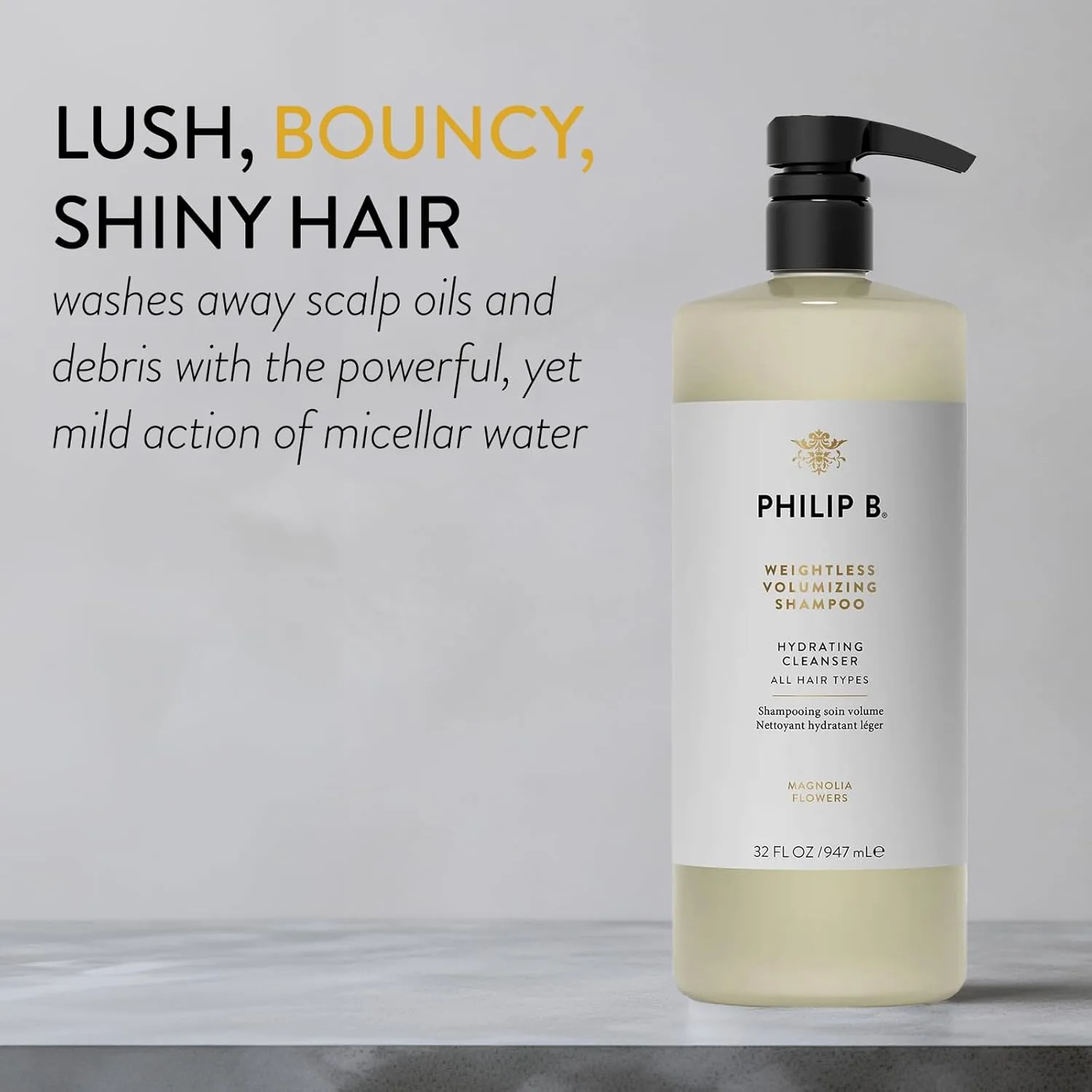 Набор из шампуня и кондиционера PHILIP B. Weightless Volumizing Hair Shampoo (955 мл) + кондиционер Weightless Volumizing Conditioner (955 мл). — фото 4