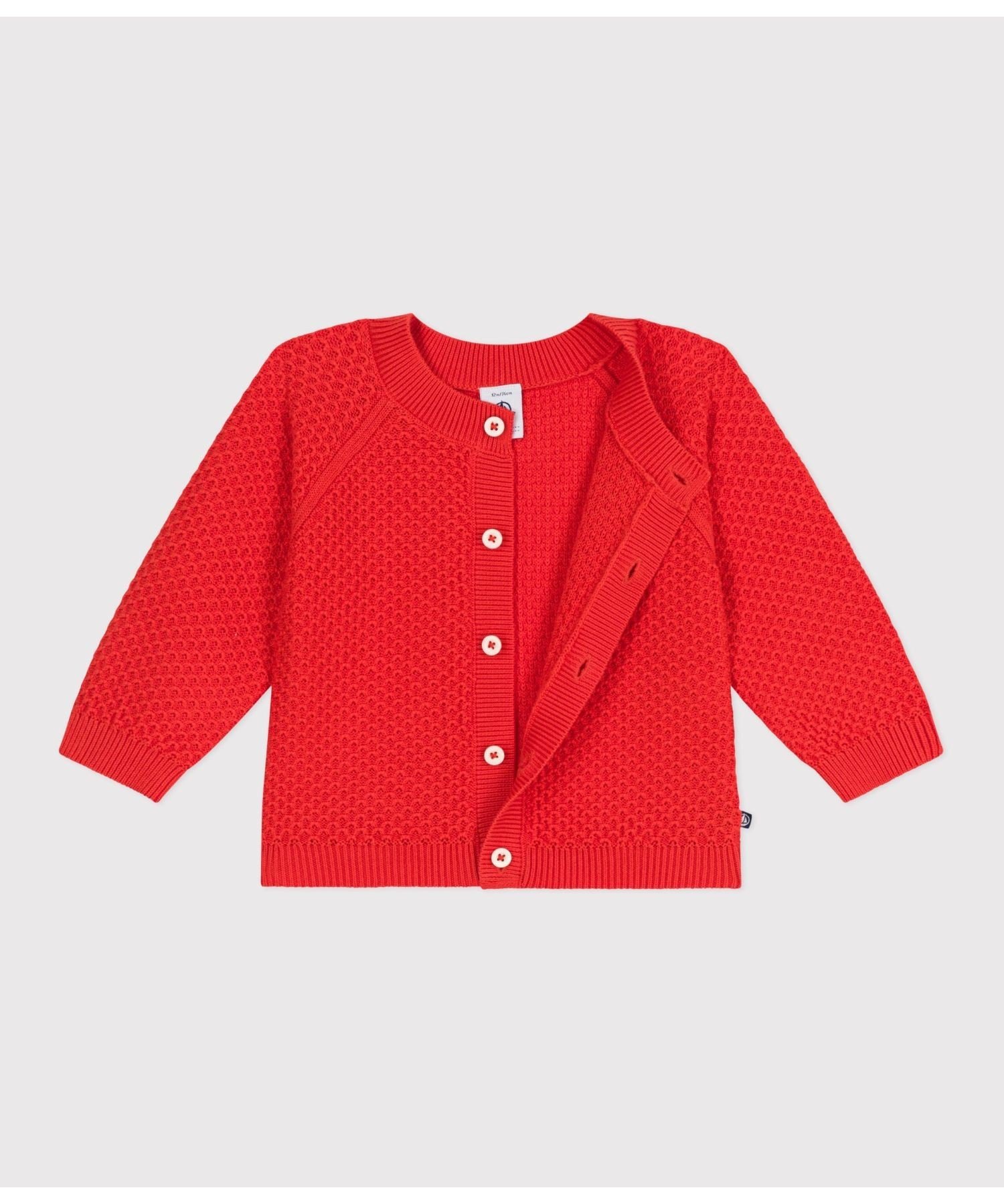Хлопковый вязаный кардиган PETIT BATEAU, Red — фото 2