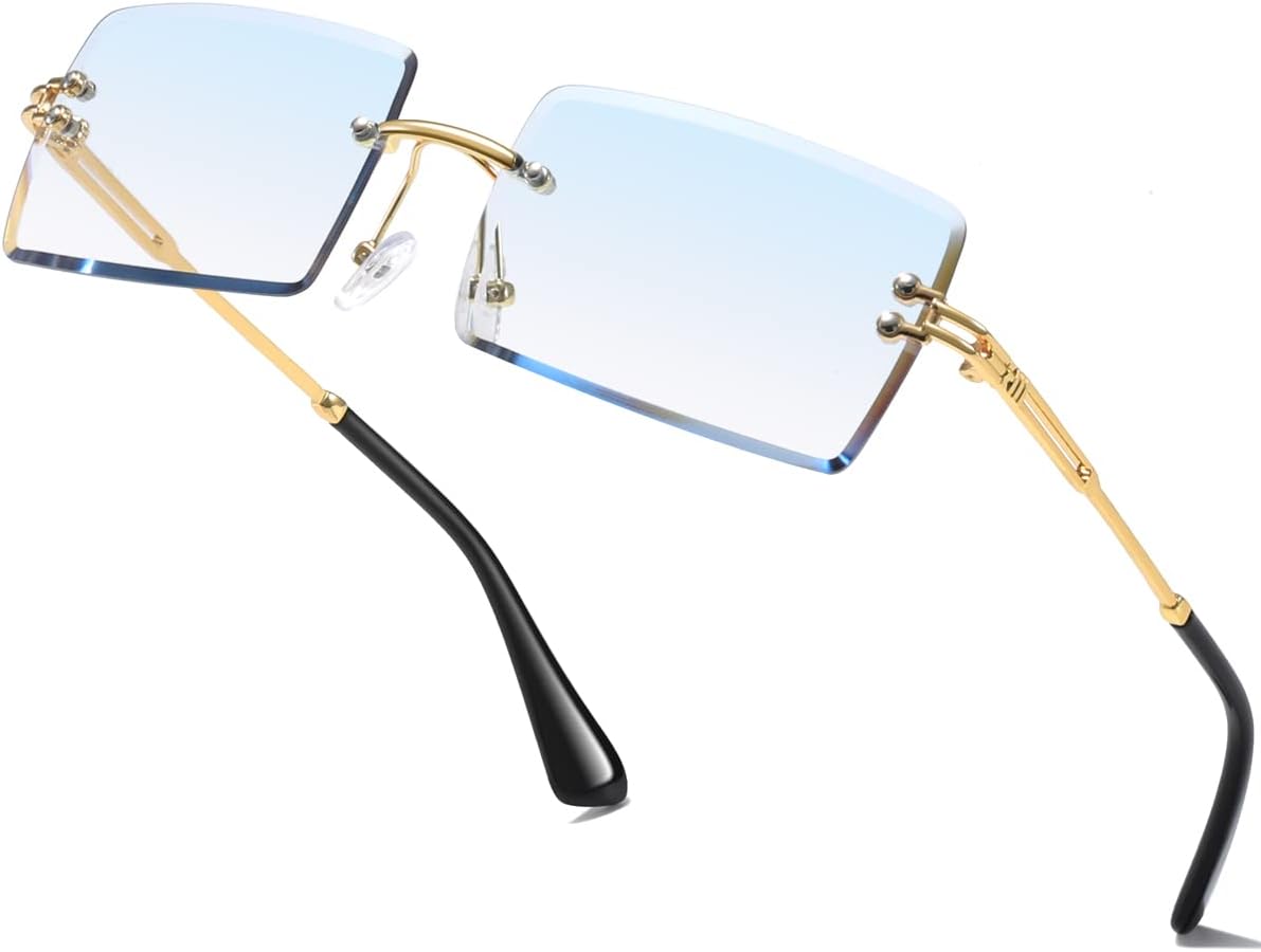 

Модные солнцезащитные очки без оправы прямоугольной формы для женщин и мужчин, квадратной формы, сверхлегкие, с защитой от УФ-излучения UV400, унисекс, артикул 9031 aisswzber, Gradient Blue