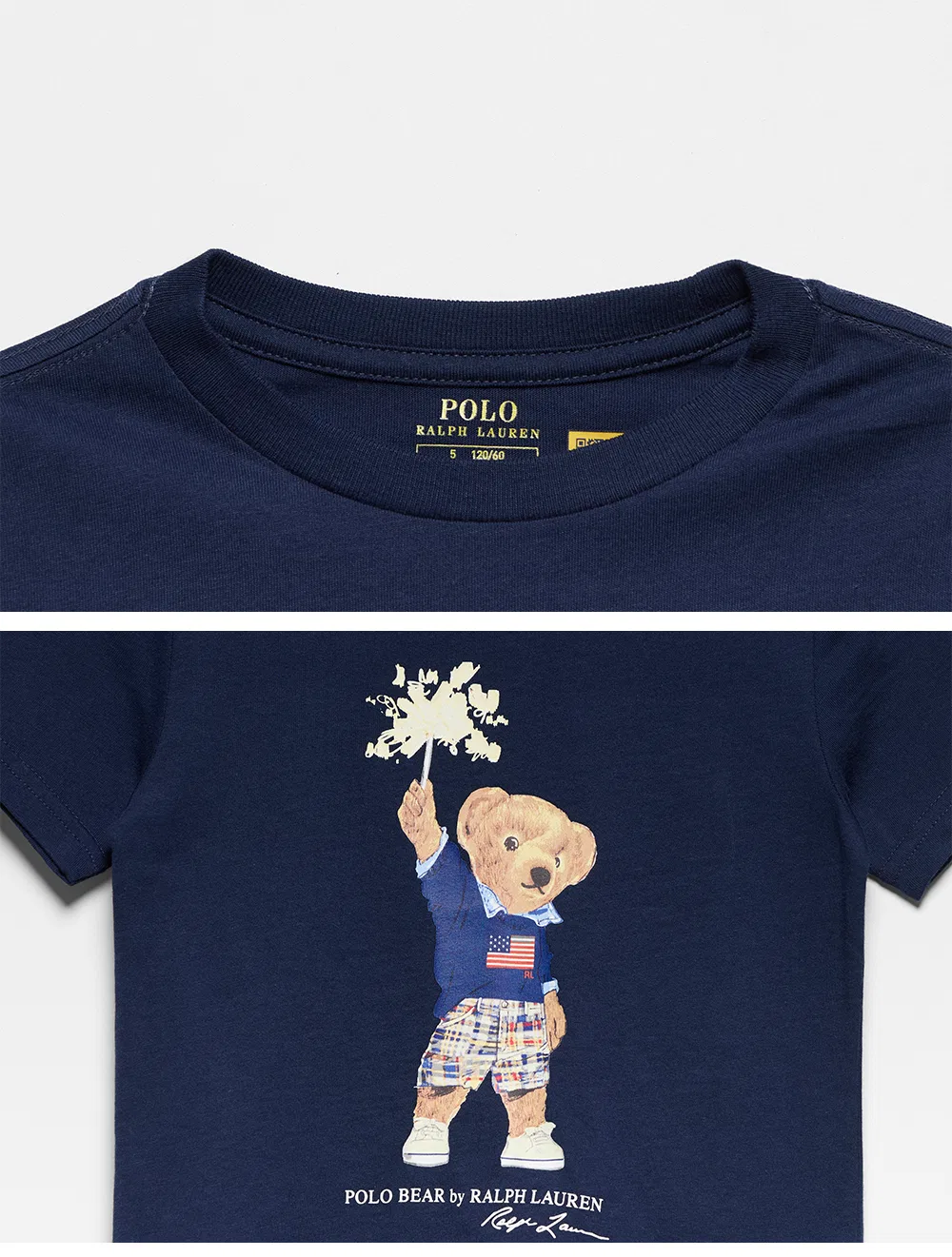 Детская футболка Polo Bear из хлопкового джерси тёмно-синяя от Polo Ralph Lauren Children — фото 4