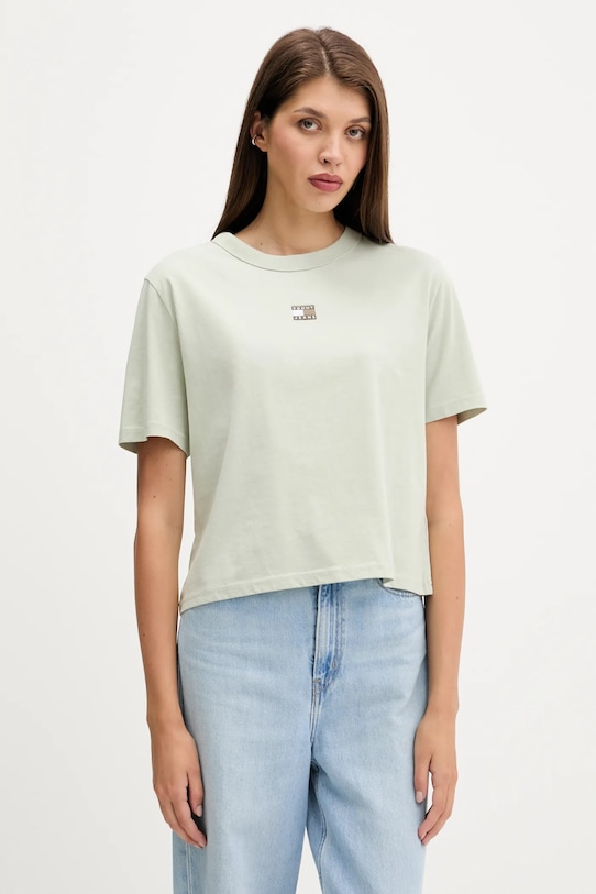 

Хлопковая футболка Tommy Jeans, зеленый