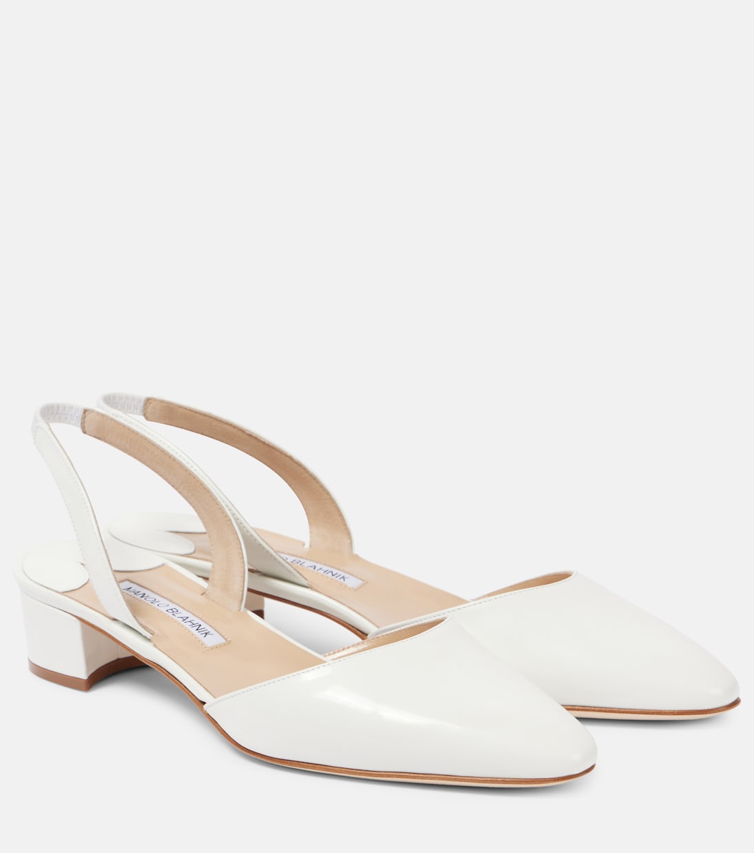 Бежевые кожаные туфли-лодочки Bridal Aspro 30 на ремешке Manolo Blahnik, 1012 Wht