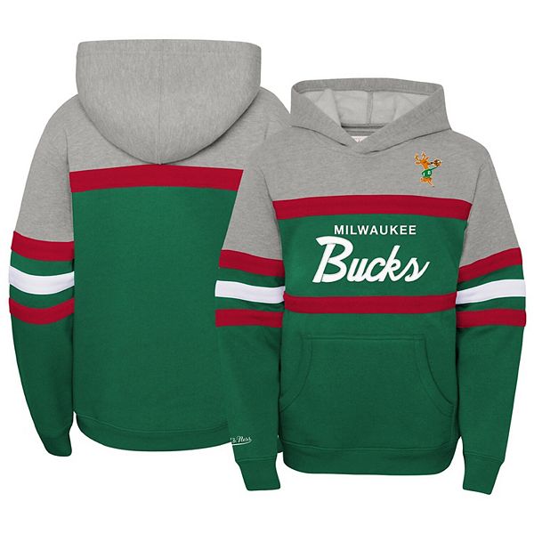 

Толстовка Youth Mitchell & Ness Heather Gray/Green Milwaukee Bucks Hardwood Classics Head Coach Unbranded