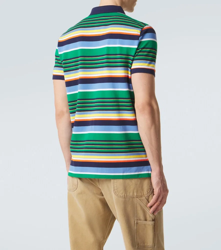 Полосатая хлопковая рубашка поло Polo Ralph Lauren, зеленый — фото 4