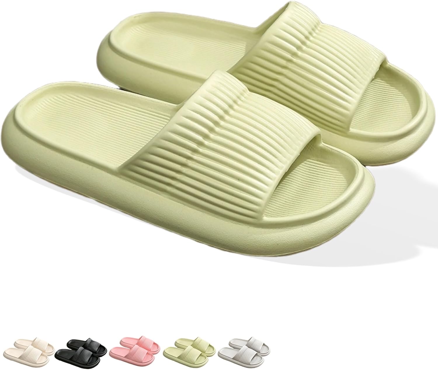 

Тапочки Cloud Slides для женщин и мужчин. Мягкие, удобные, расслабляющие тапочки Cloud Slips с нескользящей толстой подошвой. Легко чистятся, подходят для душа, летнего плавания, пляжа, дома и на улице Iwhgrmp, зеленый