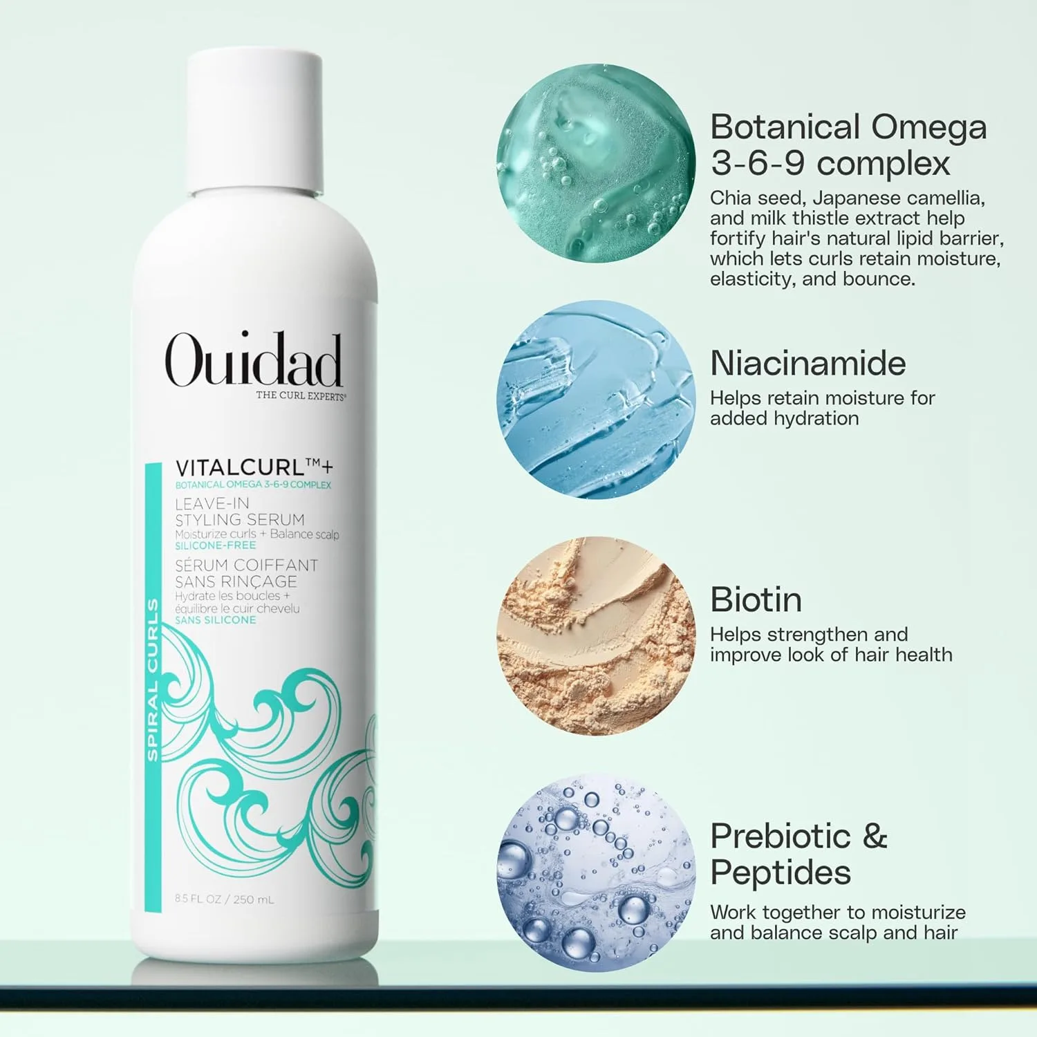 Ouidad VitalCurl+ Tress Effects гель для укладки спиральных локонов - стойкая фиксация, обновление водой, увлажнение, эластичность и объем, без сульфатов и минерального масла 958.23 г (1 шт.) — фото 3