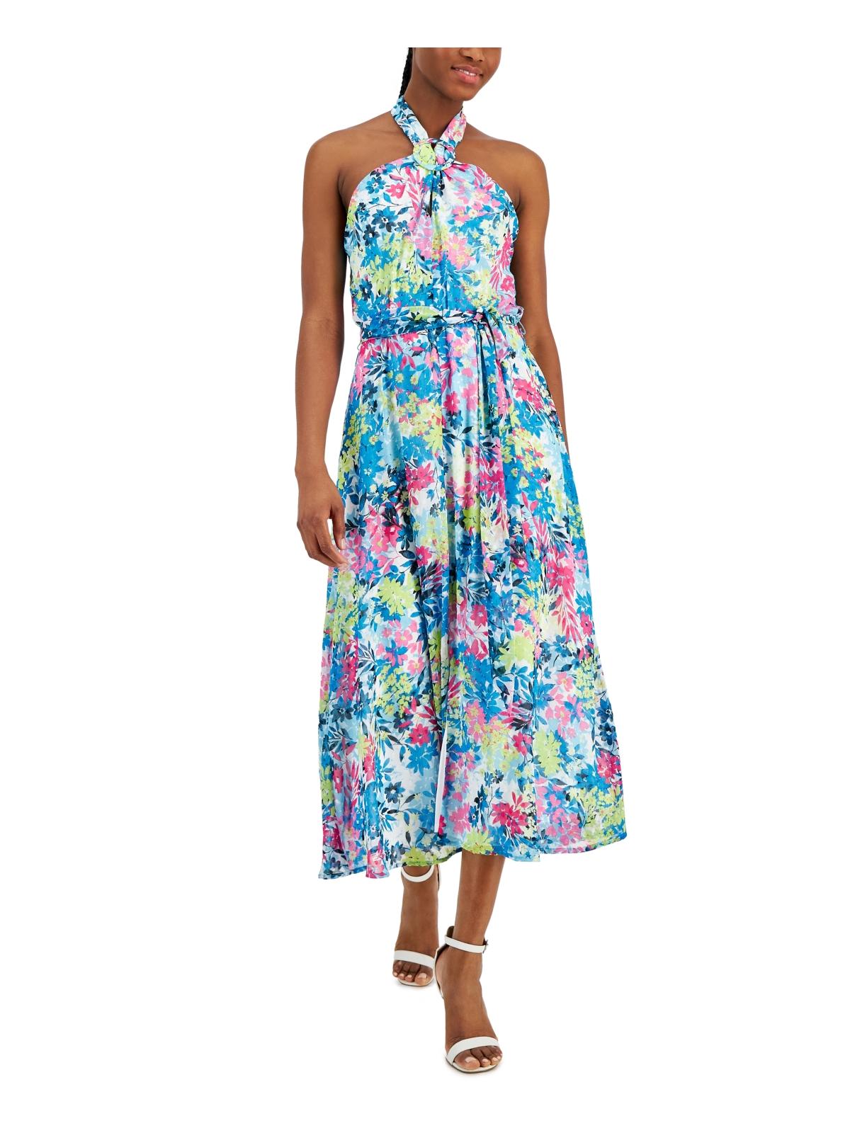

Женское шифоновое платье миди с цветочным принтом Anne Klein, цвет tropical blue multi