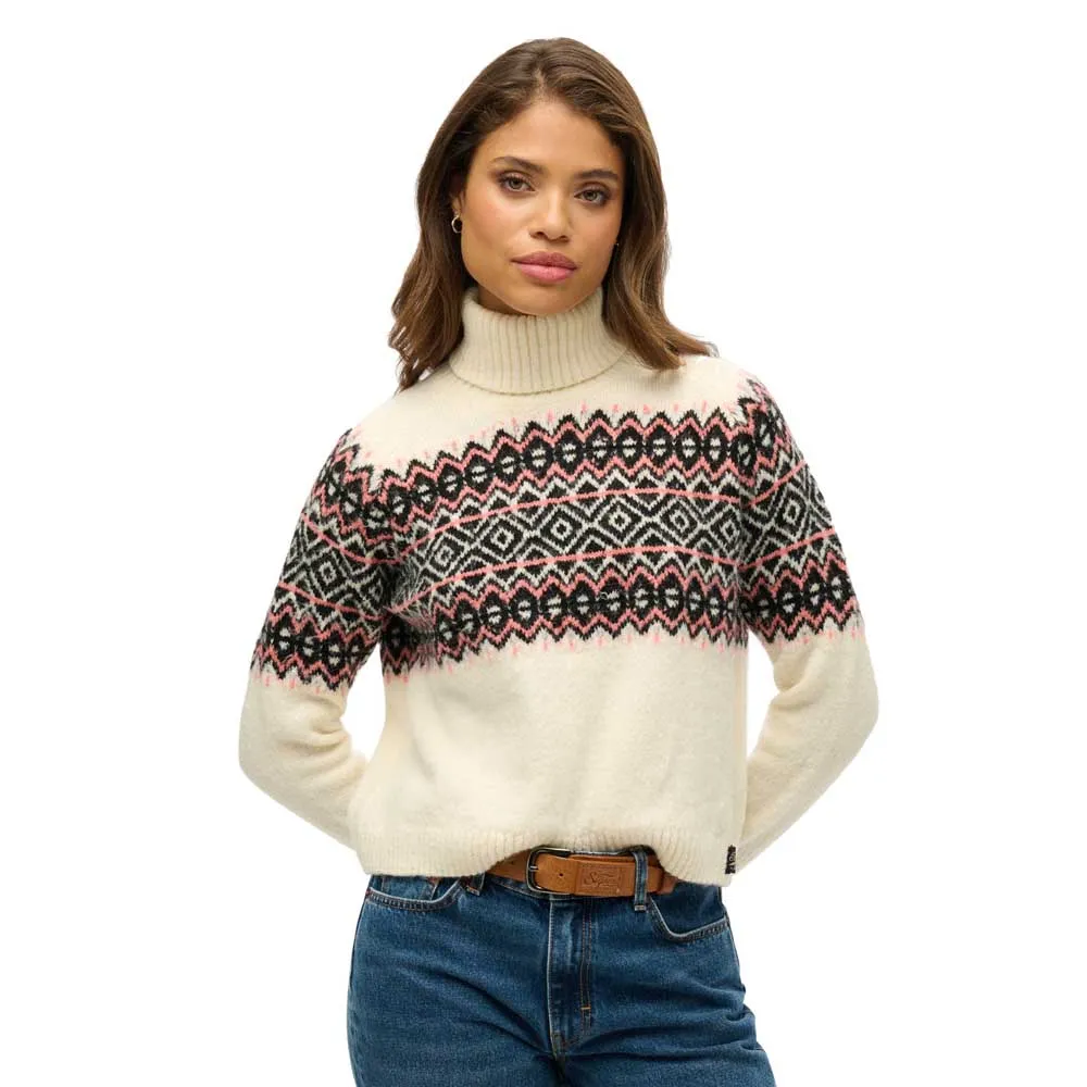 

Свитер Superdry Fairisle high neck, бежевый