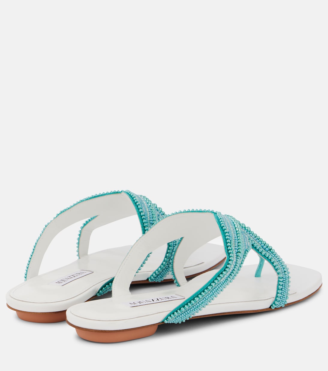Сандалии из кожи Reef Star с декоративными элементами Aquazzura, Light Aquamarine — фото 2