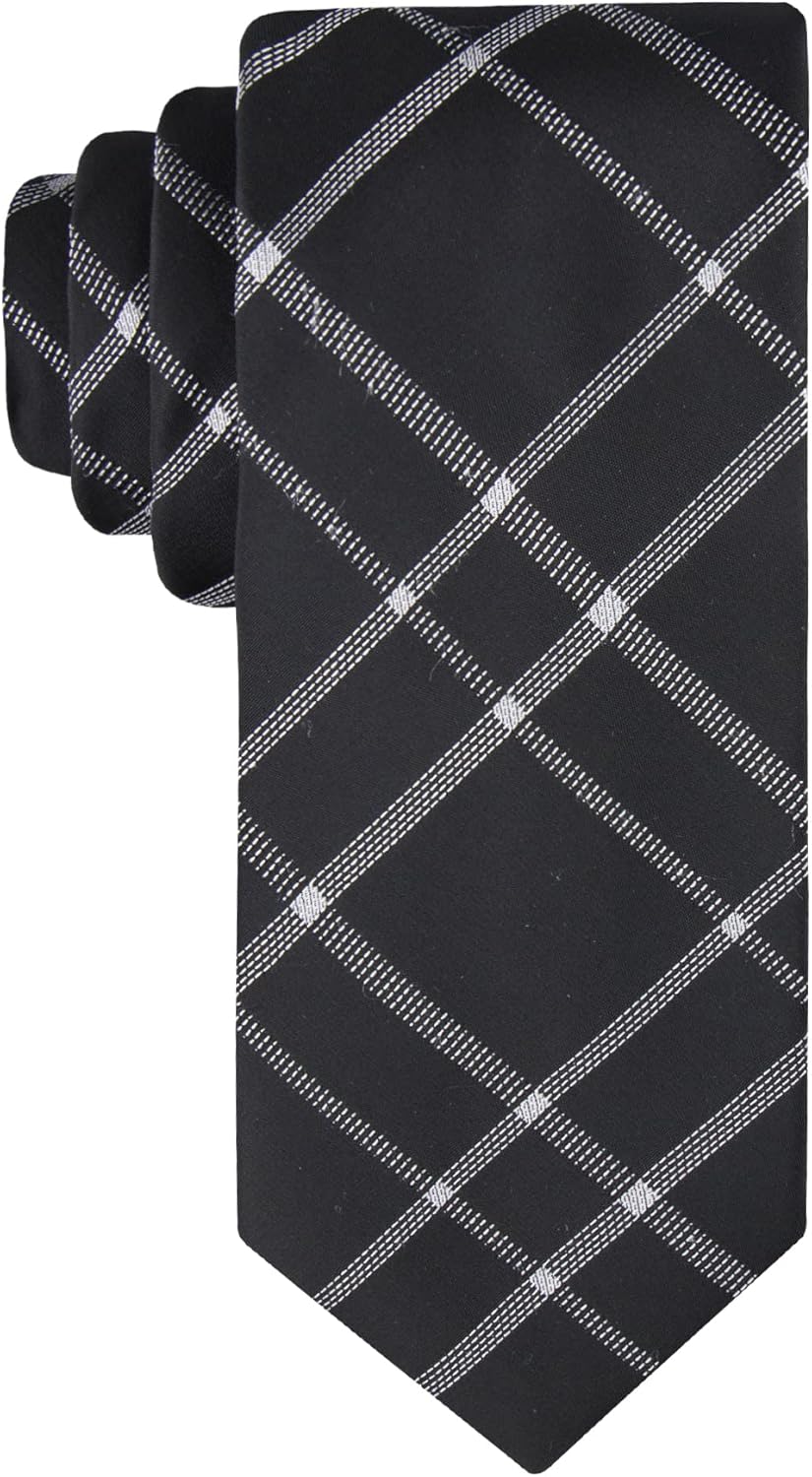 

Мужские черные однотонные и узорчатые галстуки Calvin Klein - классические галстуки для работы, свадеб и официальных мероприятий, Black Plaid