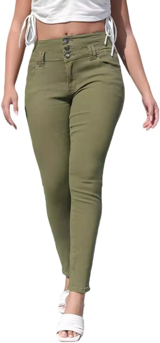 

Женские джинсы High Waisted Colombian Skinny Stretch с эффектом подтяжки YUCACIILA