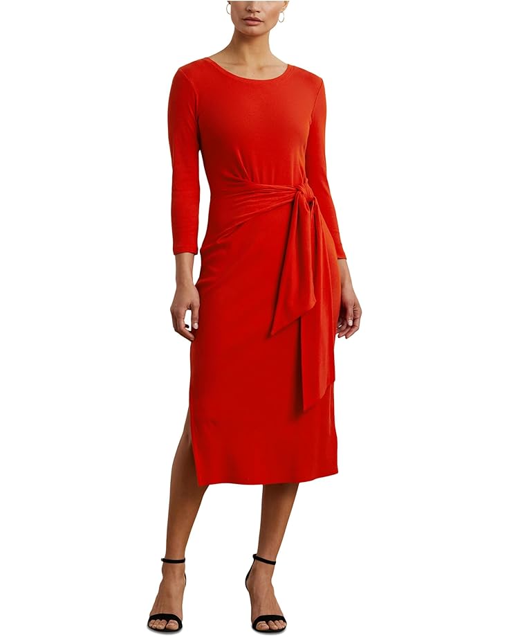 

Женское платье Lauren Ralph Lauren Tie-Front Cotton-Blend Crewneck, Bright Vermilion