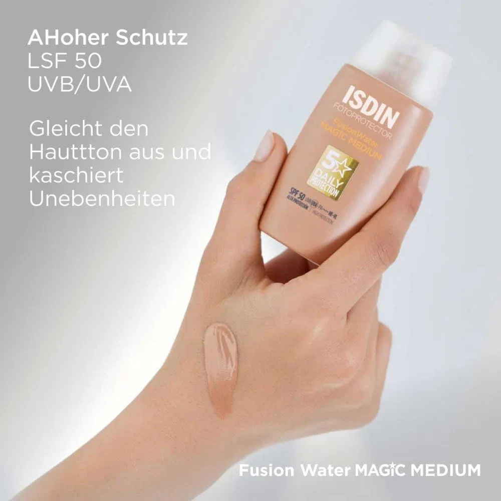Солнцезащитный крем для лица Isdin Fusion Water Fotoprotector Color SPF50, Magic Medium, 50 мл — фото 4