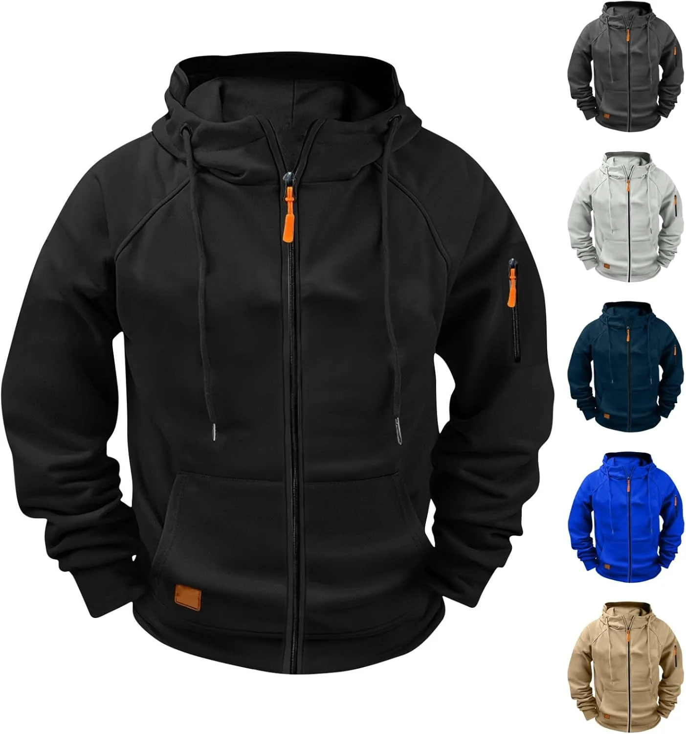 

Мужская худи с молнией, Casual, с длинными рукавами и карманами