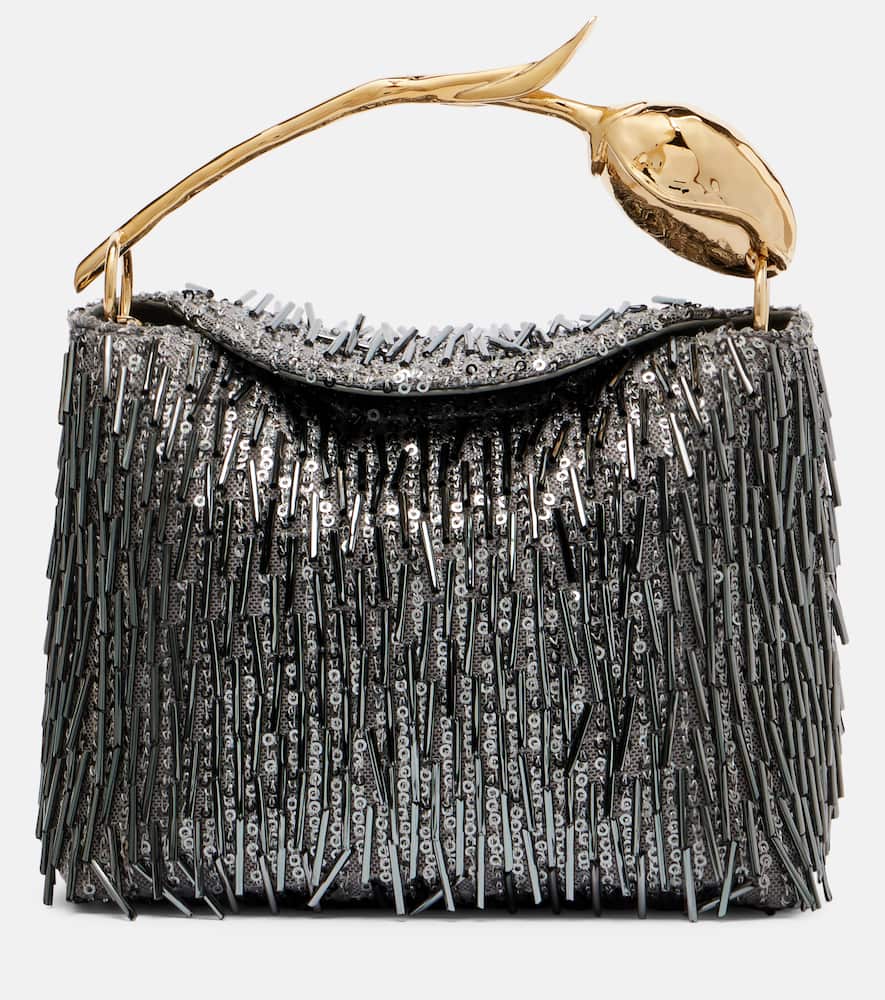 

Мини-сумка тоут Bloom с декоративными элементами Erdem, Gunmetal