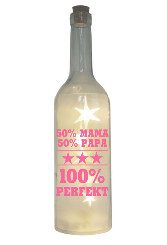 

Светодиодная бутылка с мотивом, 50% Mama Papa 100% Perfect, розовая, 29см, лампа-подсветка для бутылки с надписью WB wohn trends