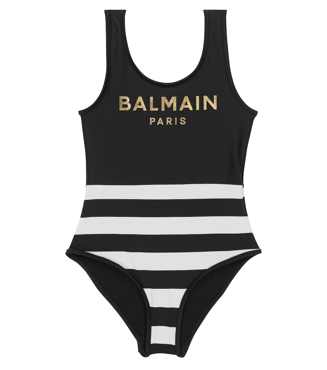 

Полосатый купальник с логотипом Balmain, разноцветный