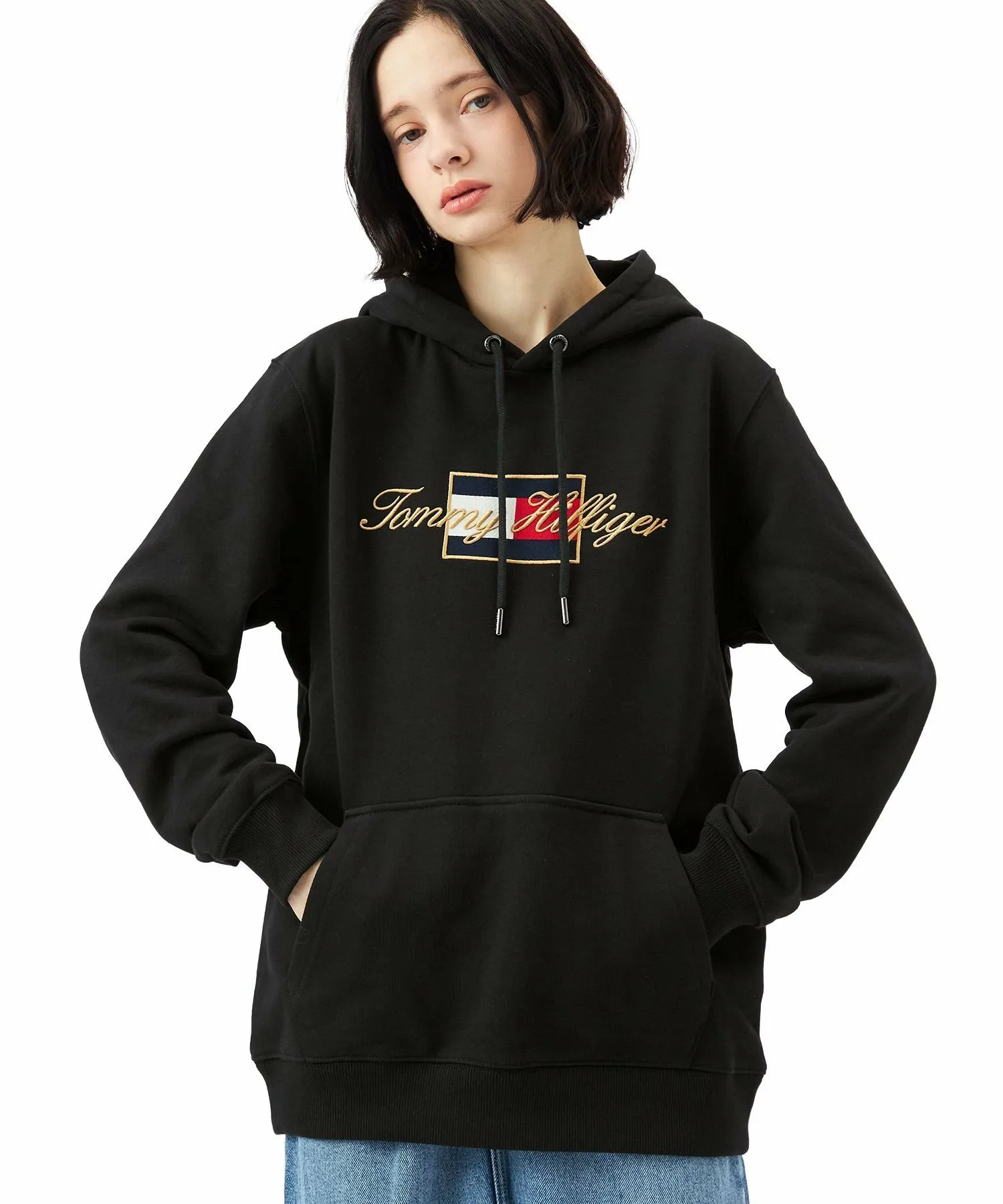 Толстовка с золотой вышивкой TOMMY HILFIGER, Black BDS